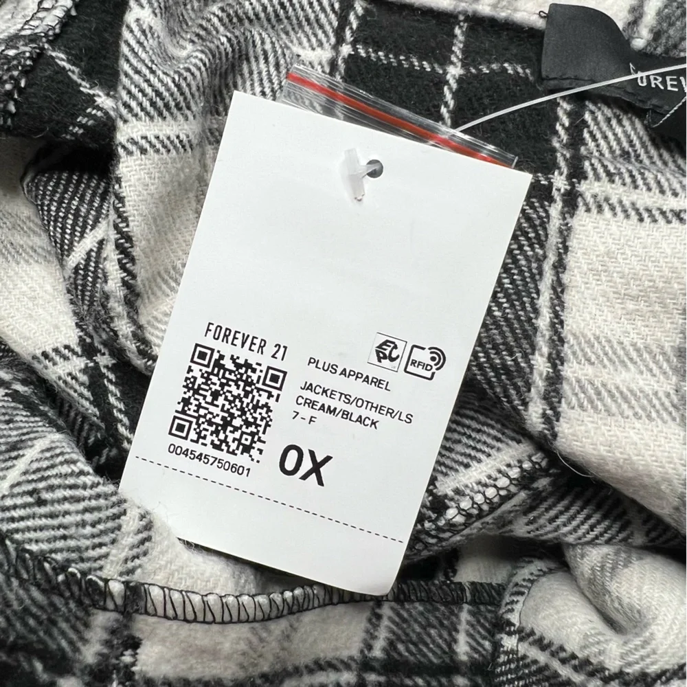 Forever 21 Plaid Shacket Size 0X NWT Boho Bohemian Plus Size Curvy - Picture 15 of 15